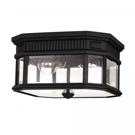 Elstead Cotswold Lane - 2 Light Outdoor Flush Deckenleuchte Schwarz IP44, E27
