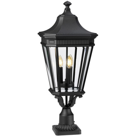 Elstead Cotswold Lane - Grand lampadaire extérieur à 3 ampoules noir IP44, E14