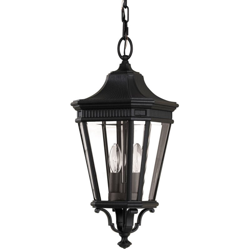 Cotswold Lane - Lanterna a catena da soffitto a 2 luci media per esterni nera, E14 - Elstead