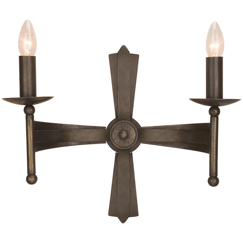 Applique Industrial Nordico Cromwell Metallo Bronzo Antico 2 Luci E14