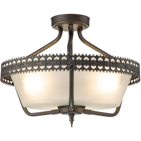 Elstead Crown - Lampada a sospensione a soffitto a 3 luci semi-filo in ferro, E27