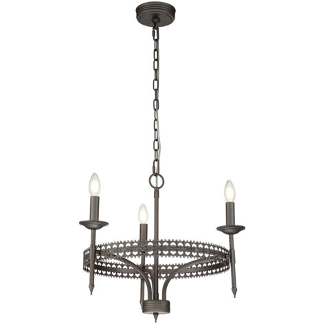 Elstead Crown - Lampadario 3 Luci Finitura Ferro, E14