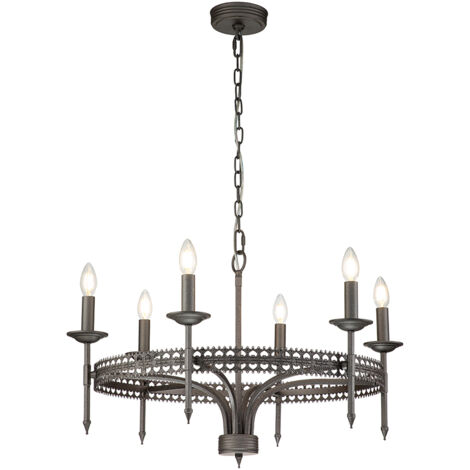Elstead Crown - Lampadario a 6 luci finitura ferro, attacco E14