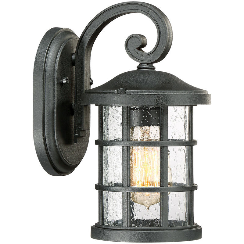 Crusade Outdoor 1 Light Small Wall Lantern, Earth Black, IP44, E27 - Elstead