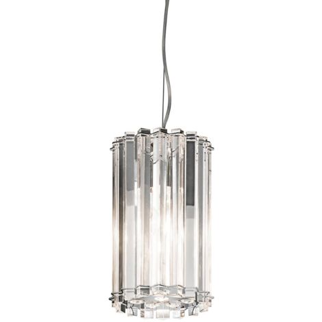 Elstead Crystal Skye - 2 leichte runde Mini-Deckenpendelleuchte Chrom, Kristallglas, G9