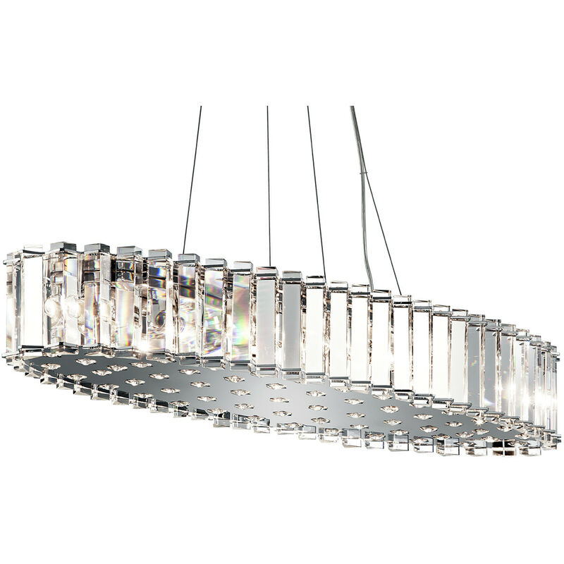 

Elstead Crystal Skye - Lámpara colgante de cristal con barra de 12 luces, cromada