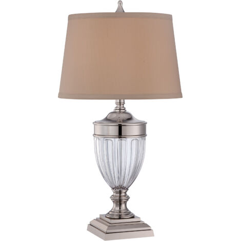 Elstead Dennison - Lampada da tavolo 1 luce nichel lucido, E27