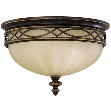 Elstead Drawing Room - 3 Light Flush Deckenleuchte Walnuss, E27