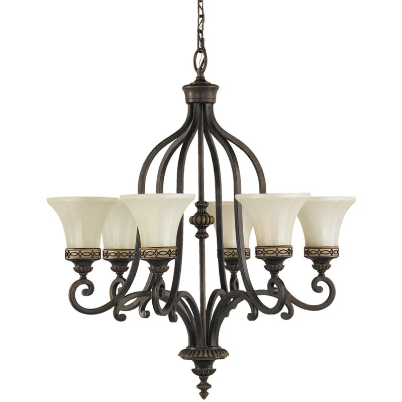 Lampadario Contemporaneo Drawing Room Acciaio Noce Vetro 6 Luci E27