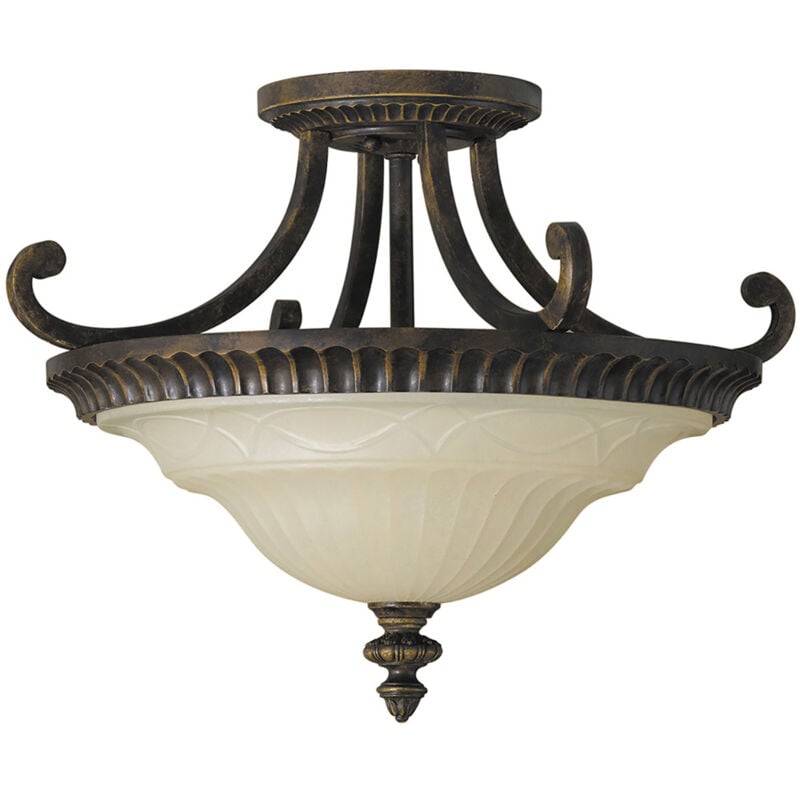 Elstead - Lampadario Contemporaneo Drawing Room Acciaio Noce Vetro 2 Luci E27