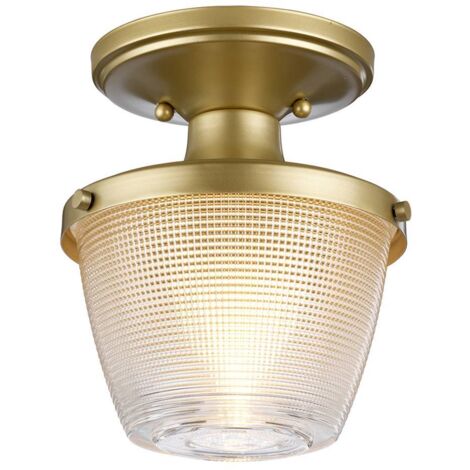 Elstead Dublin Semi-Plafonnier 1 Lumière, Laiton Naturel Peint, IP44, E27