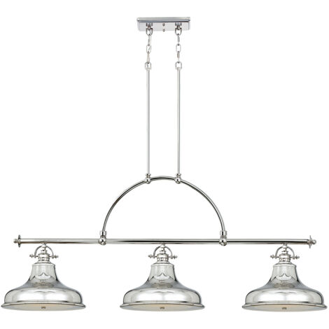 Elstead Emery - Lampadario a 3 luci a sospensione in argento chiaro, attacco E27