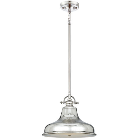 Elstead Emery - Lampadario a Soffitto con 1 Luce Cupola Argento, E27