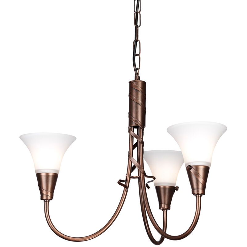 Elstead Kupfer - Kronleuchter Hängelampe Deckenleuchte Stahl Glas D 52 Cm Esszimmerlampe