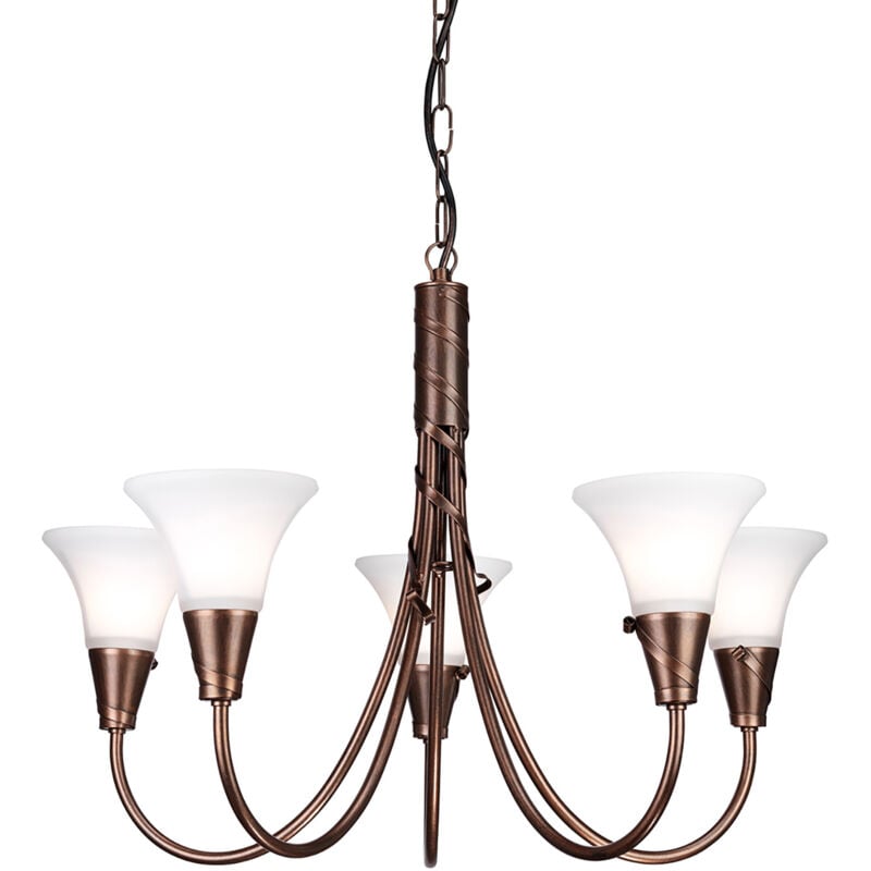 Elstead - Lampadario Contemporaneo Emily Acciaio Rame Patinato Vetro 5 Luci E14