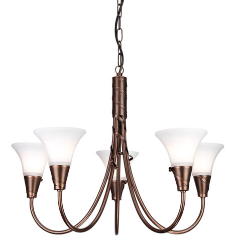 Elstead Emily - Lampadario a 5 luci multibraccio finitura rame, attacco E14