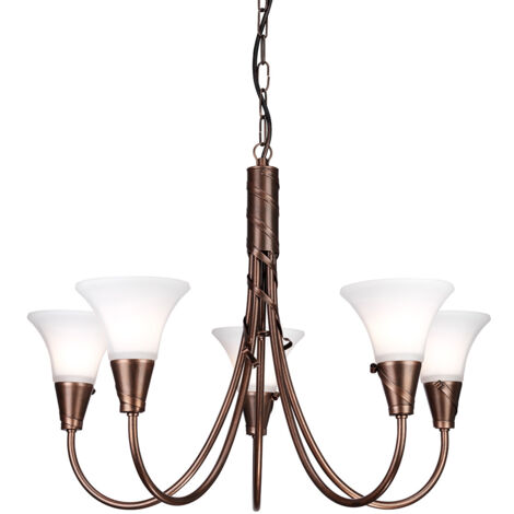 Elstead Emily - Lustre à 5 ampoules au fini cuivre, E14