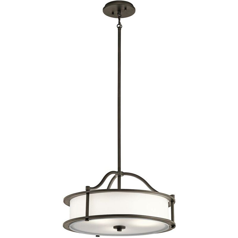 Elstead Lighting - Elstead Emory - 3 Light Semi Flush Round Ceiling Pendant Light Pewter, E27