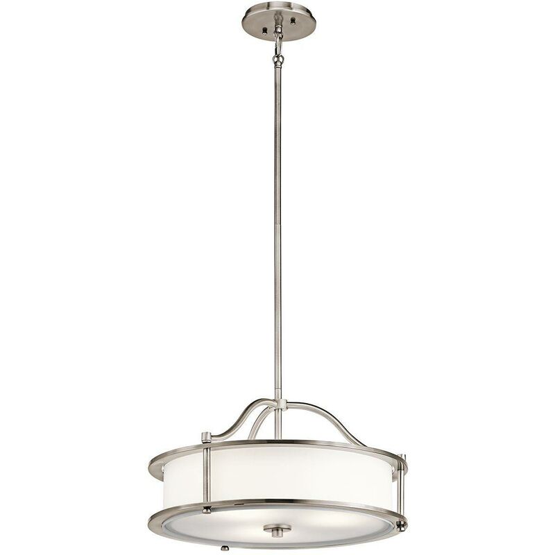 Elstead Lighting - Elstead Emory - 3 Light Semi Flush Round Ceiling Pendant Light Pewter, E27