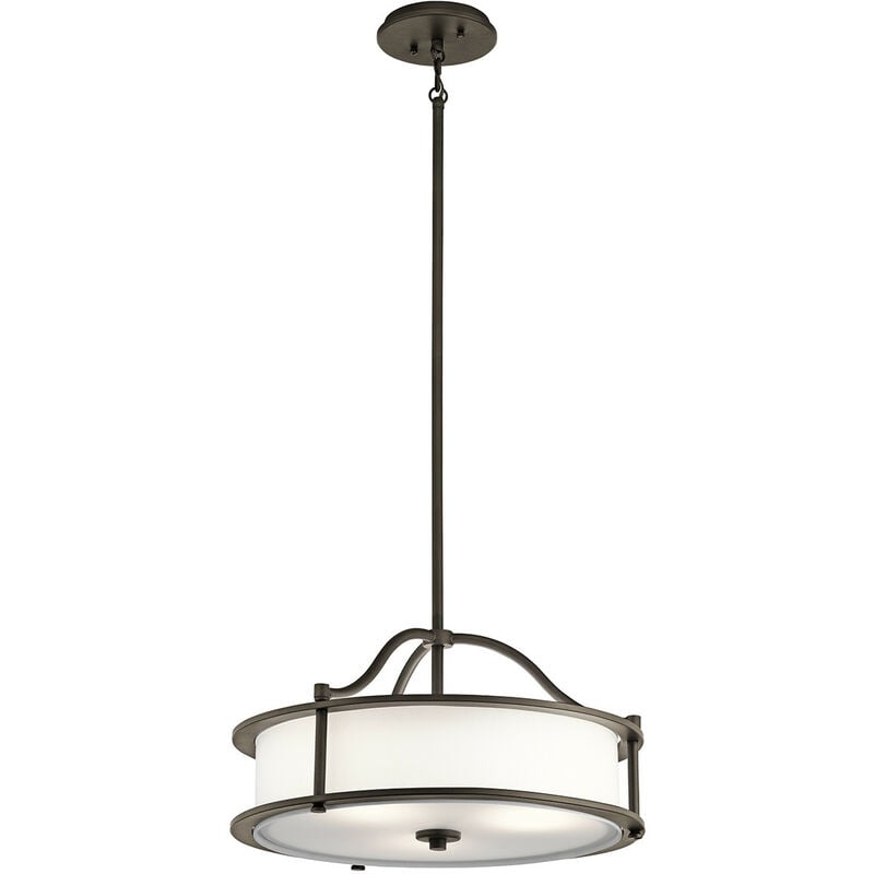 Elstead Emory - 3 Light Semi Flush Round Ceiling Pendant Light Pewter, E27