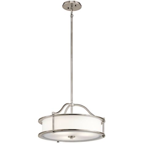 Elstead Emory - 3 Light Semi Flush runde Deckenpendelleuchte Zinn, E27