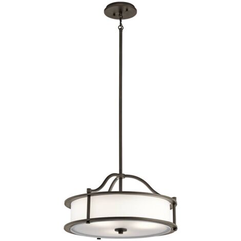Elstead Emory - 3 Light Semi Flush runde Deckenpendelleuchte Zinn, E27