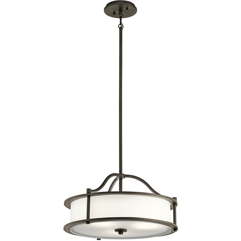 

Elstead Emory - Lámpara colgante de techo redonda semi empotrada, 3 luces, peltre, E27