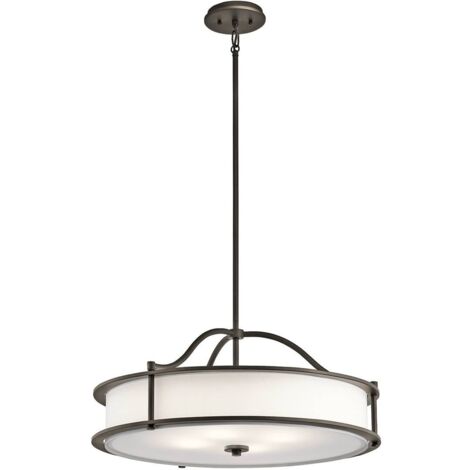 Elstead Emory - Plafonnier rond semi-affleurant à 4 ampoules en étain, E27