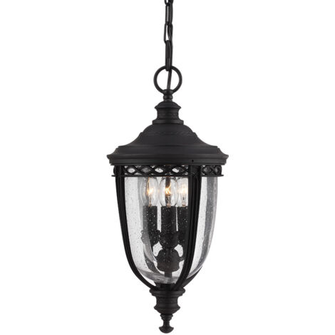 Elstead English Bridle - 3 Light Medium Outdoor Deckenkette Laterne Schwarz, E14