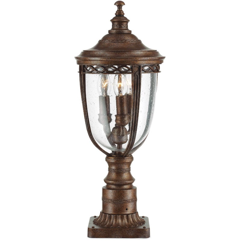 English Bridle - 3 Light Medium Outdoor Piedistallo Luce British Bronze IP44, E14 - Elstead