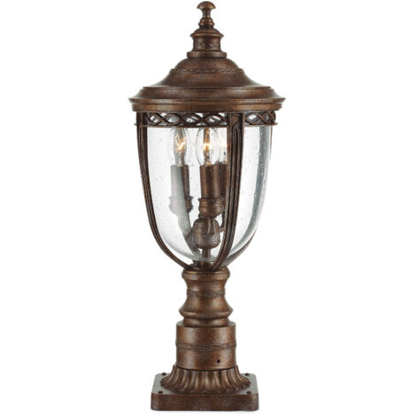 Elstead English Bridle - 3 Light Medium Outdoor Piedistallo Luce British Bronze IP44, E14