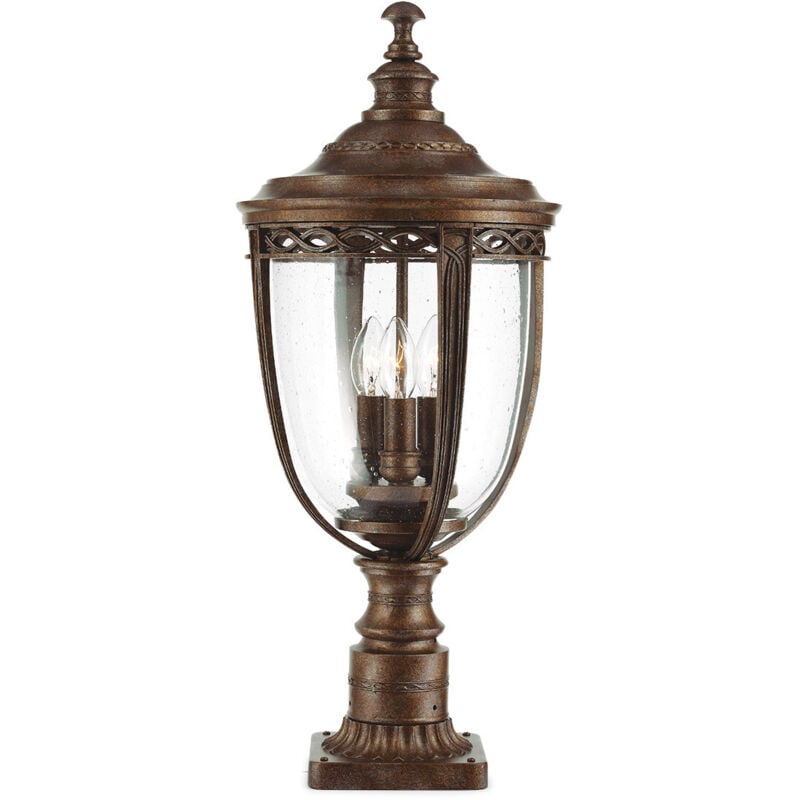 English Bridle - 3 luci da esterno grande lampada da terra bronzo britannico IP44, E14 - Elstead