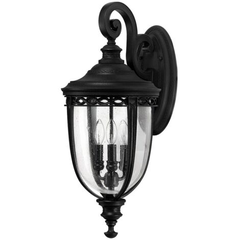 Elstead English Bridle - Grande lanterne murale extérieure à 3 ampoules, noir IP44, E14