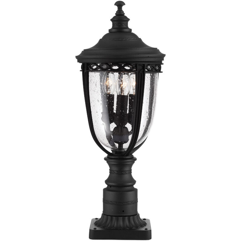 English Bridle - Lampada da terra a 3 luci da esterno media nera IP44, E14 - Elstead