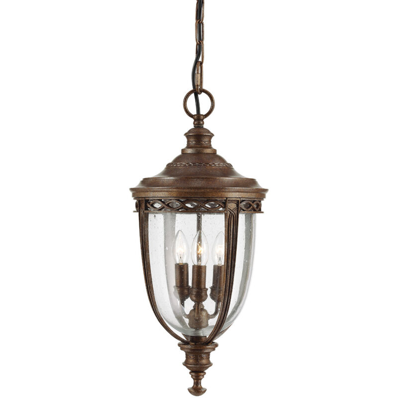English Bridle 3 ljus stor utomhus takkedja lykta brittisk brons, E14 - Elstead