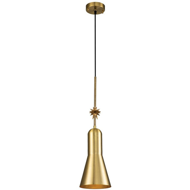 Etoile Dome Pendant Ceiling Light, Aged Brass and Gold Leaf - Elstead