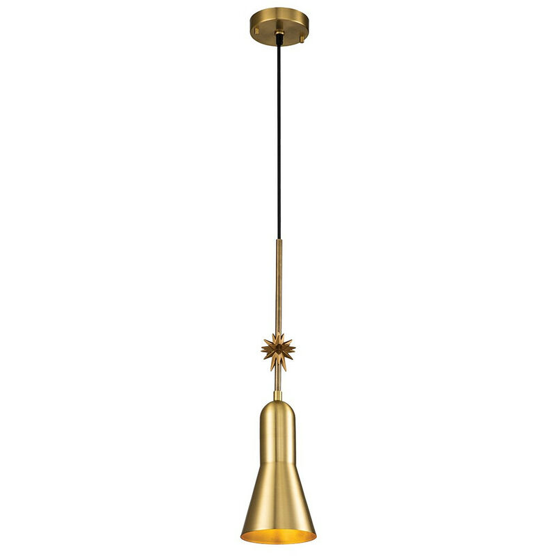 Etoile Dome Pendant Ceiling Light, Aged Brass and Gold Leaf - Elstead