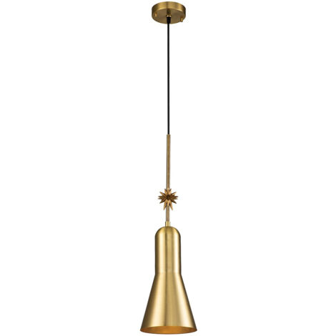 Elstead Etoile Plafonnier suspendu Dome, laiton vieilli et feuille d'or