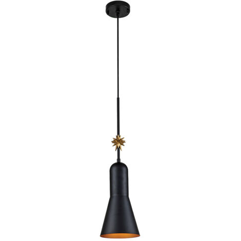 Elstead Etoile Plafonnier suspendu Dome, noir mat et feuille d'or