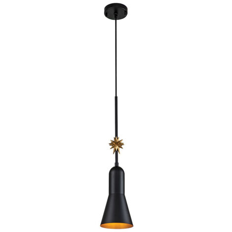 Elstead Etoile Plafonnier suspendu Dome, noir mat et feuille d'or