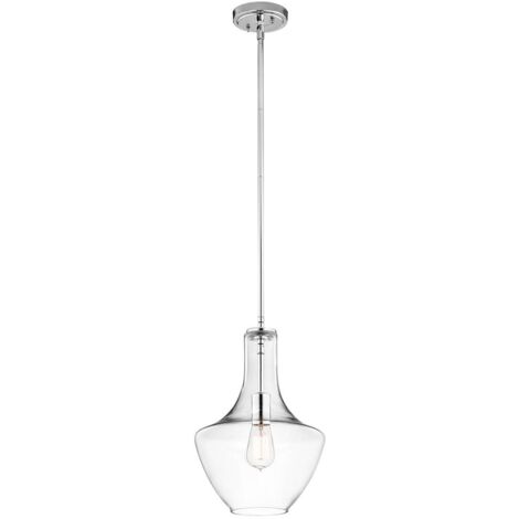 Elstead Everly - 1 Licht Small Dome Deckenpendelleuchte Chrom, E27