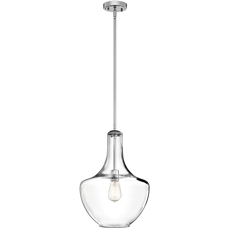 

Elstead Everly - 1 luz colgante de techo tipo domo mediano, cromo, E27
