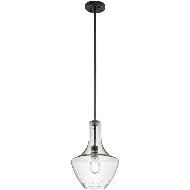 

Everly - Lámpara colgante de techo tipo domo pequeña con 1 luz Bronce, E27 - Elstead