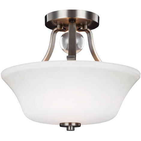 Elstead Evington - 2 Light Semi Flush Deckenleuchte Satin Nickel, E27