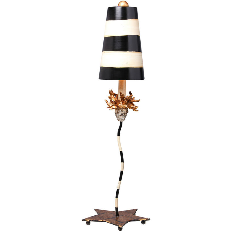 Elstead Lighting - Elstead La Fleur - 1 Light Table Lamp Gold Leaf with Black, Taupe Stripes, E27