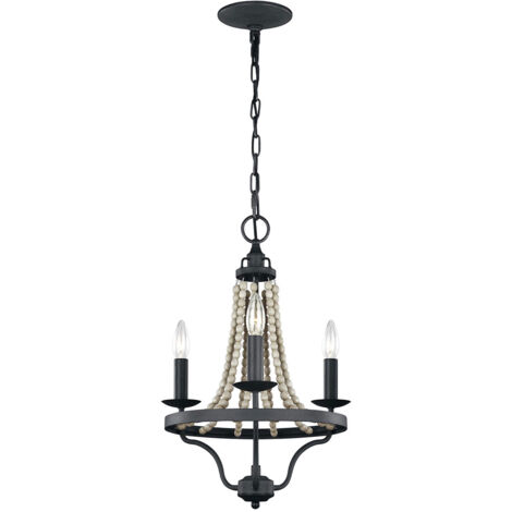 Elstead Feiss Nori Lustre à bras multiples en zinc patiné foncé avec bois flotté gris