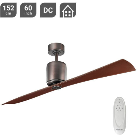 Elstead Ferron Ventilateur de Plafond 152cm 2 Pales Bronze Brossé à l'Huile, Télécommande