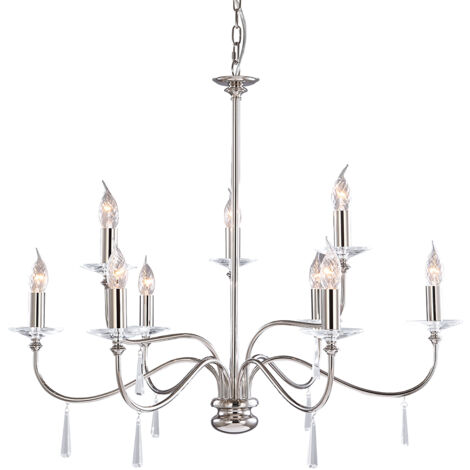 Elstead Finsbury Park - Lampadario a 9 luci con finitura nichel lucido, E14