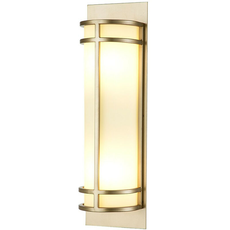Fusion 2 Light Flush Wall Lamp, Painted Natural Brass - Elstead