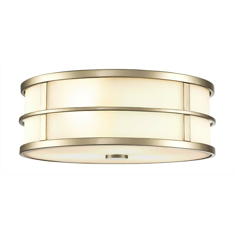 Fusion 3 Light Cylindrical Ceiling Light, Painted Natural Brass - Elstead